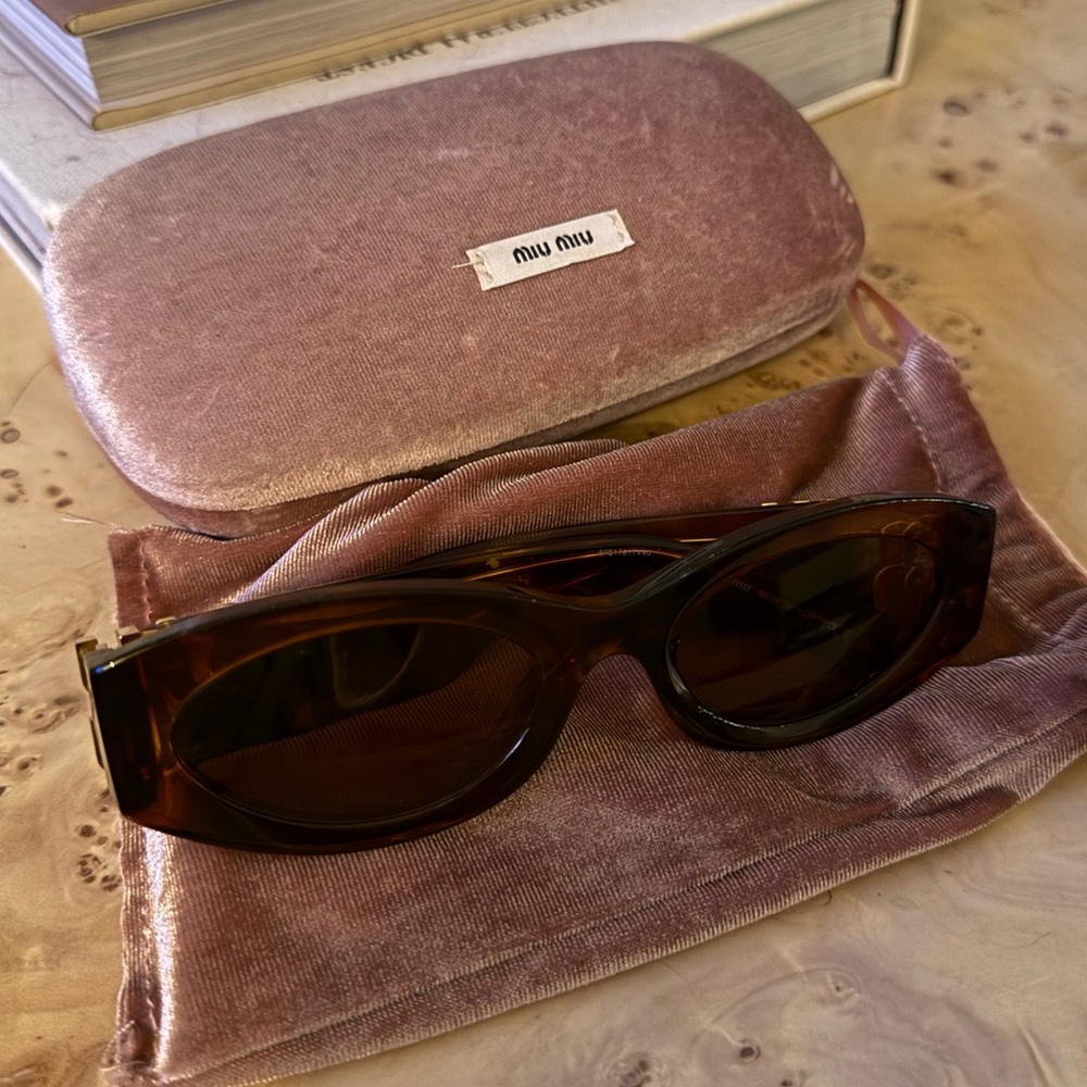Miu Miu Tortoise Shell Sunglasses with Velvet Case